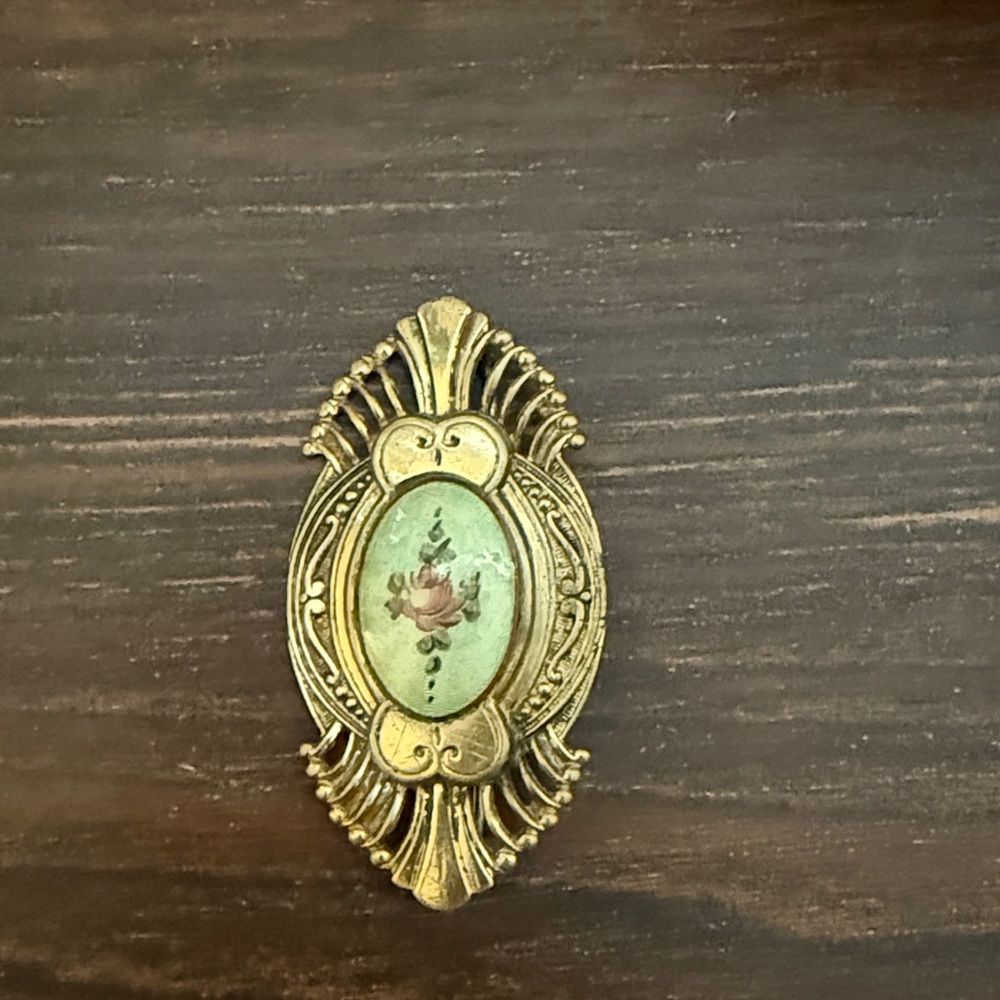 Vintage Gold and Green Brooch